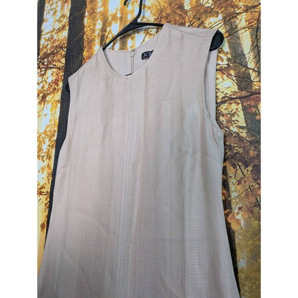 J. Crew Fringe Trim Dress Glossy Twill Cream Gold Womens 2 Midi Sheath Flare - Picture 6 of 16